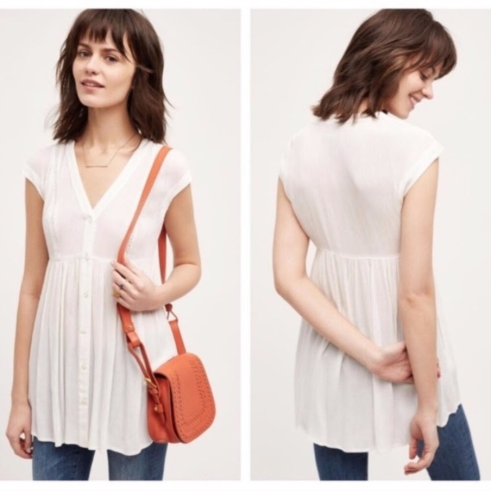 Anthropologie Vanessa Virginia white tunic